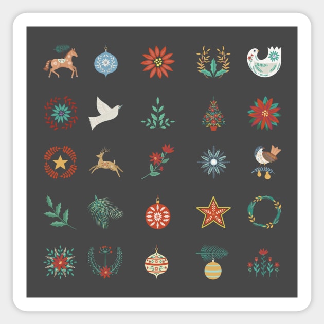 Folk Art Holiday Icons Sticker by SWON Design